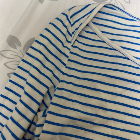 Babaton Blue & White Striped Half Sleeve Top - Size Medium - Picture 8 of 10